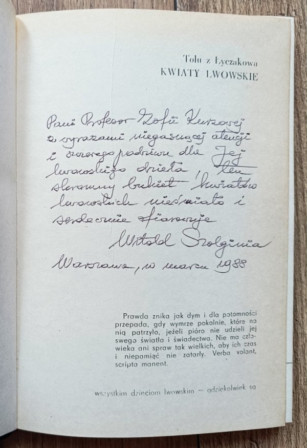 Witold Szolginia ps. Tolu z Łyczakowa Kwiaty lwowskie