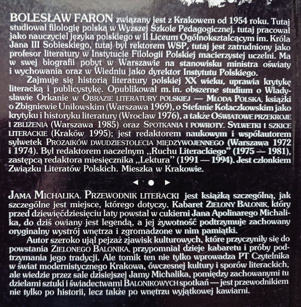 Bolesław Faron Jama Michalika. Przewodnik literacki