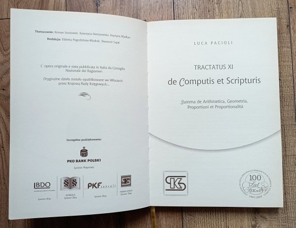 Luca Pacioli Tractatus XI de Computis et Scripturis. Traktat o rachunkowości