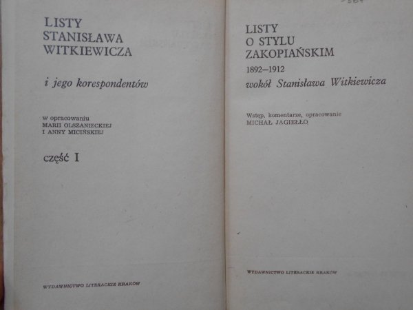 red. Michał Jagiełło • Listy o 'stylu zakopiańskim' 1892-1912 [Stanisław Witkiewicz]