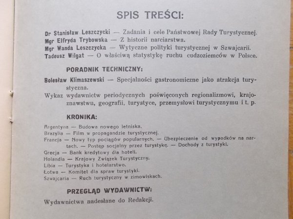 red. Dr Stanisław Leszczyński • Turyzm Polski nr 1/1939 