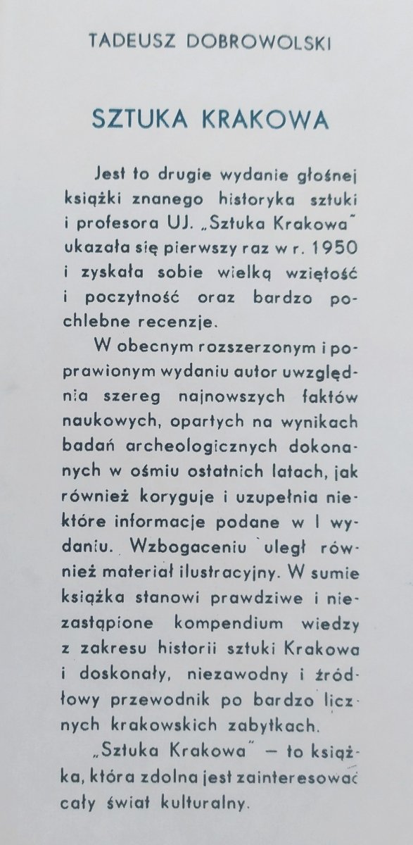 Tadeusz Dobrowolski Sztuka Krakowa