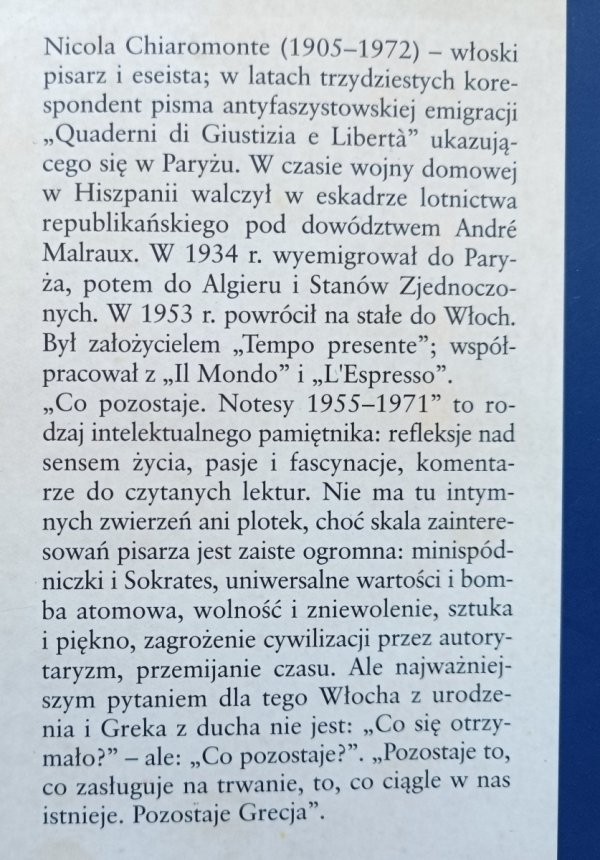 Nicola Chiaromonte Co pozostaje. Notesy 1955-1971