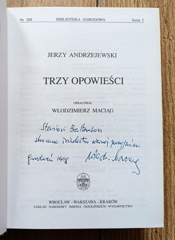 Jerzy Andrzejewski Trzy opowieści