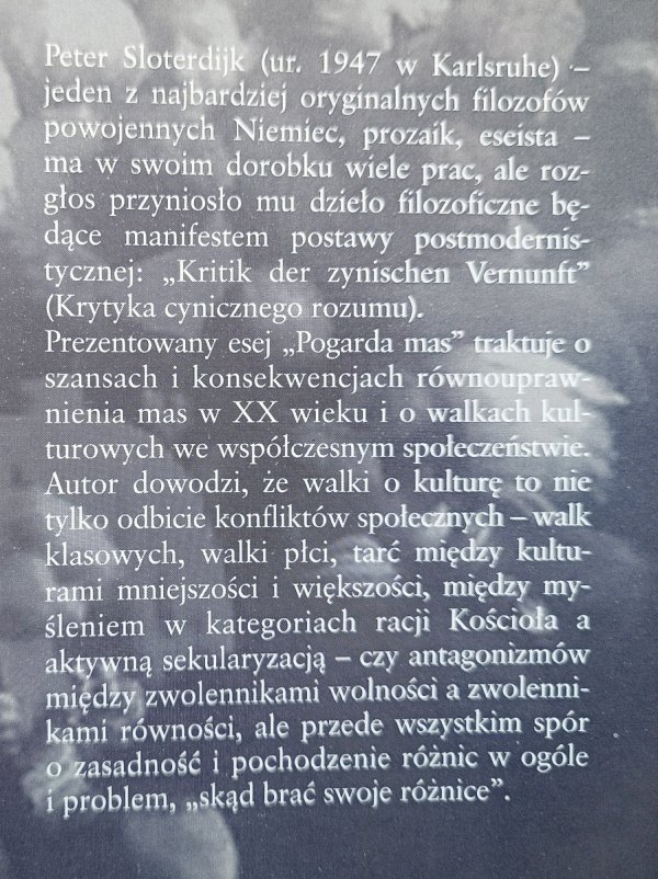 Peter Sloterdijk Pogarda mas