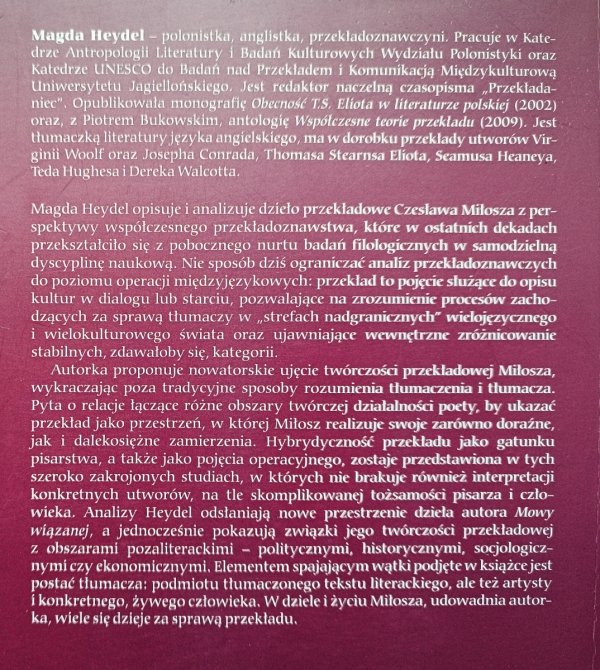 Magda Heydel Gorliwość tłumacza. Przekład poetycki w twórczości Czesława Miłosza