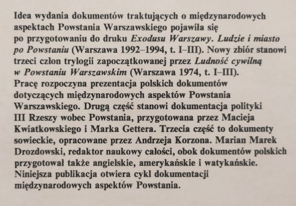 Mocarstwa wobec Powstania [Warszawskiego]. Wybór dokumentów i materiałów