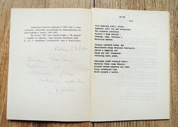 Krzysztof Koehler Napis [dedykacja Krzysztofa Koehlera]