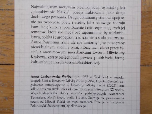 Anna Czabanowska-Wróbel • Poszukiwanie blasku. O poezji Adama Zagajewskiego 