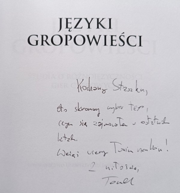 Tomasz Z. Majkowski Języki gropowieści [dedykacja autorska]