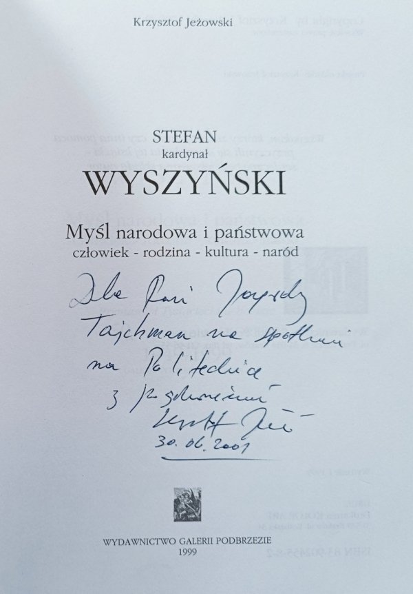 Krzysztof Jeżowski Olbrzym. Stefan Kardynał Wyszyński. Myśl narodowa i państwowa