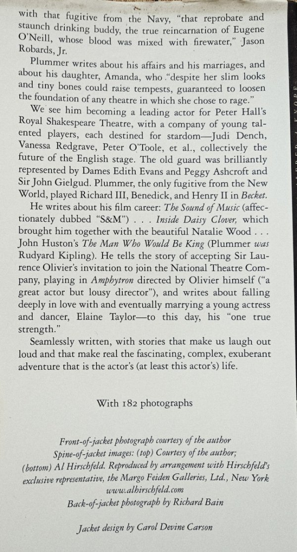 Christopher Plummer In Spite of Myself: A Memoir