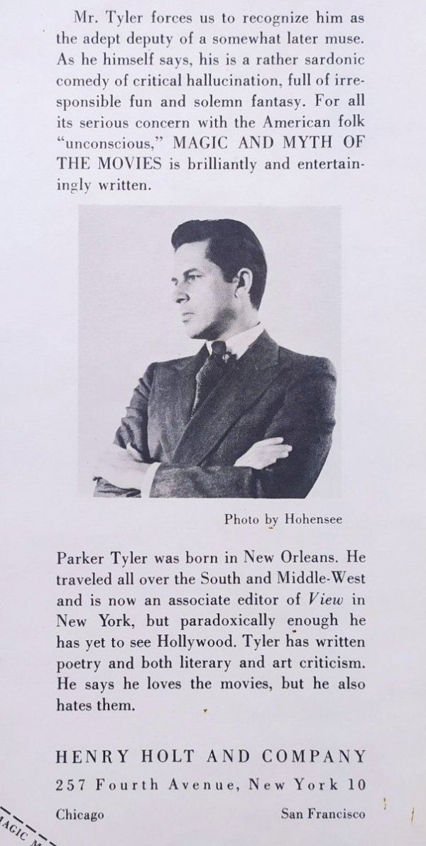 Parker Tyler Magic and Myth of the Movies