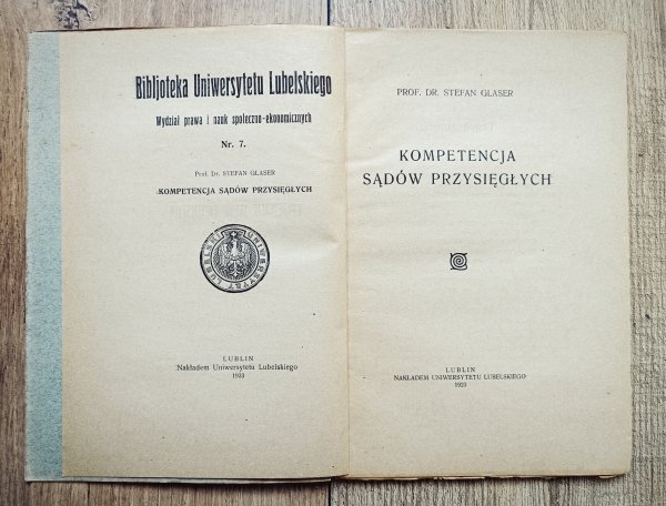 Stefan Glaser Kompetencja sądów przysięgłych