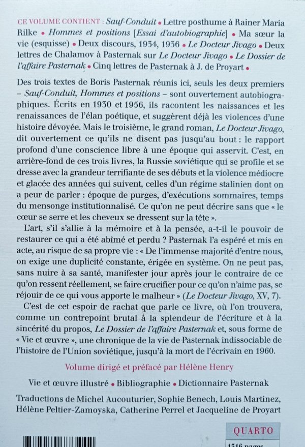 Boris Pasternak Ecrits autobiographiques. Le Docteur Jivago