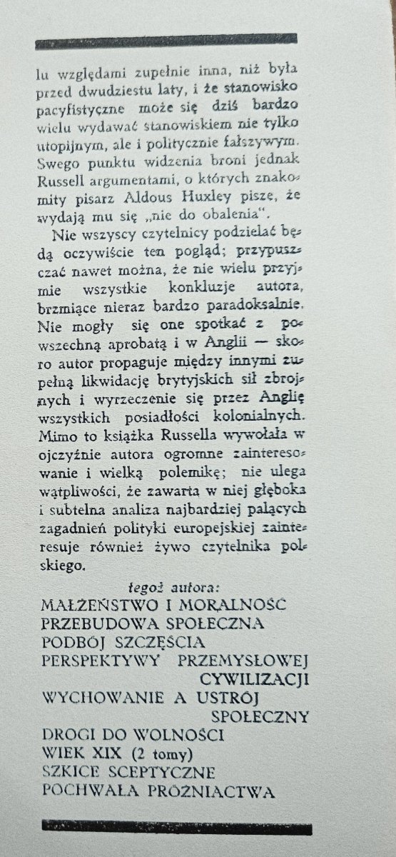 Bertrand Russell Droga do Pokoju