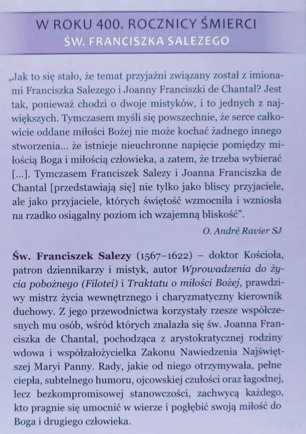 Św. Franciszek Salezy Listy przyjaźni duchowej