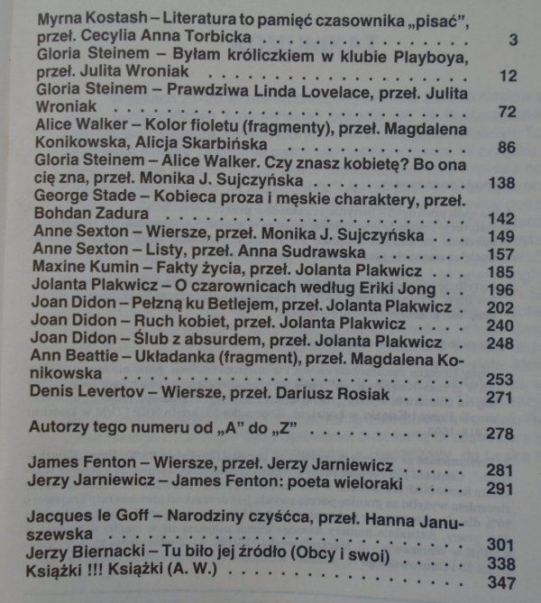 Literatura na świecie 4/1988 • [Feminizm, Anne Sexton, Gloria Steinem]
