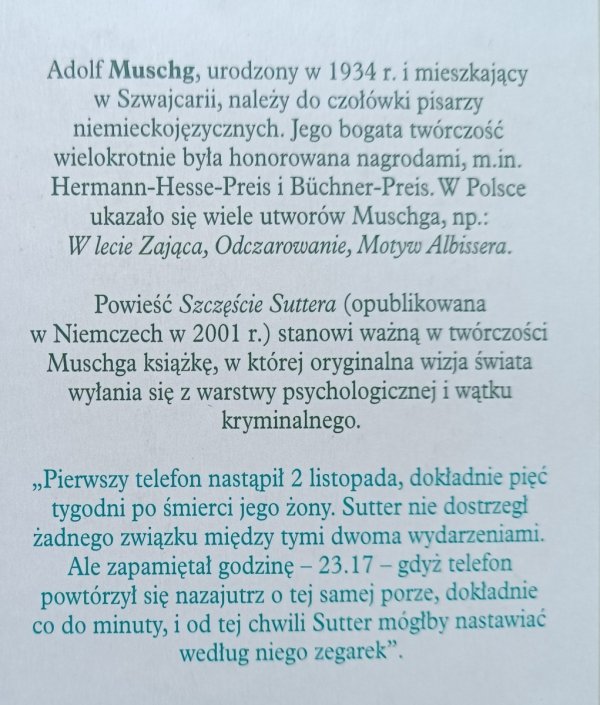 Adolf Muschg Szczęście Suttera
