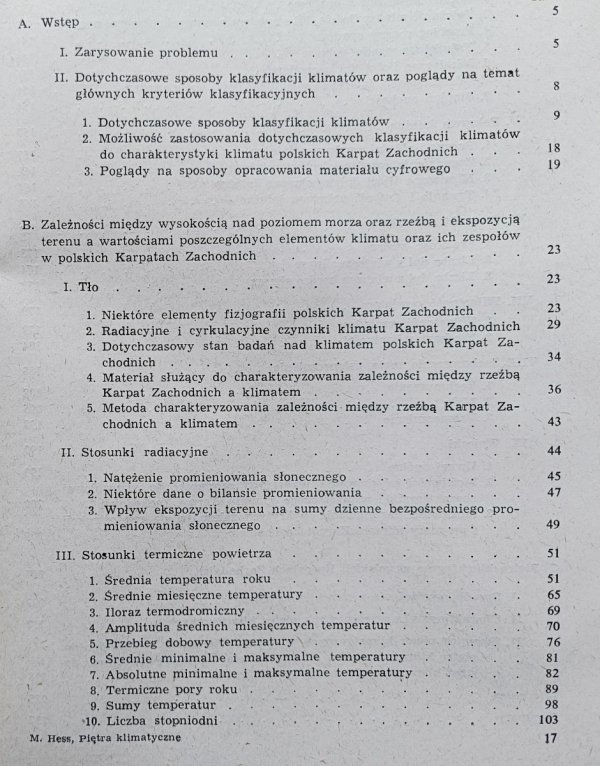 Mieczysław Hess Piętra klimatyczne w polskich Karpatach Zachodnich