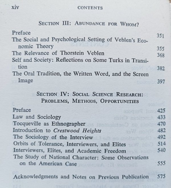 David Riesman Abundance For What? and Other Essays