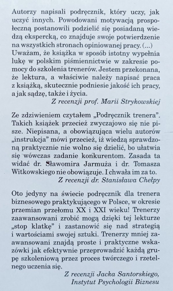 Sławomir Jarmuż, Tomasz Witkowski Podręcznik trenera