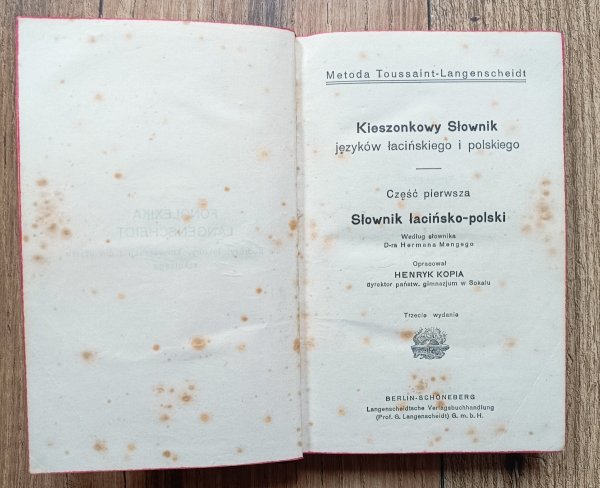 Henryk Kopia Słownik łacińsko-polski / 1926