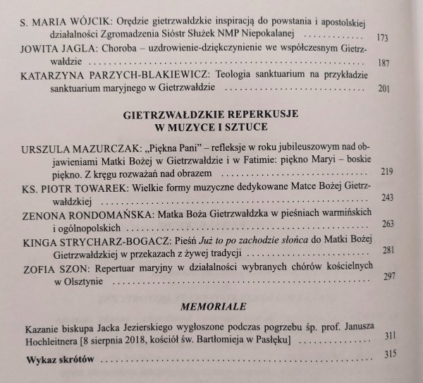 Matka Boża Gietrzwałdzka w wierze, pobożności, teologii i sztuce – dawniej i dziś. Perspektywa uniwersalna i regionalna