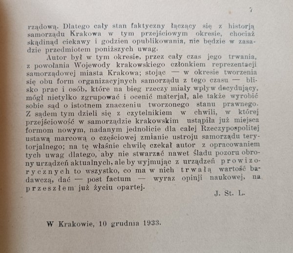 Jerzy Stefan Langrod 3 lata samorządu Krakowa (1931-1933) na tle teorii prawa administracyjnego