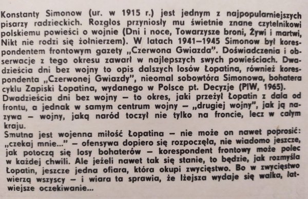Konstanty Simonow Dwadzieścia dni bez wojny