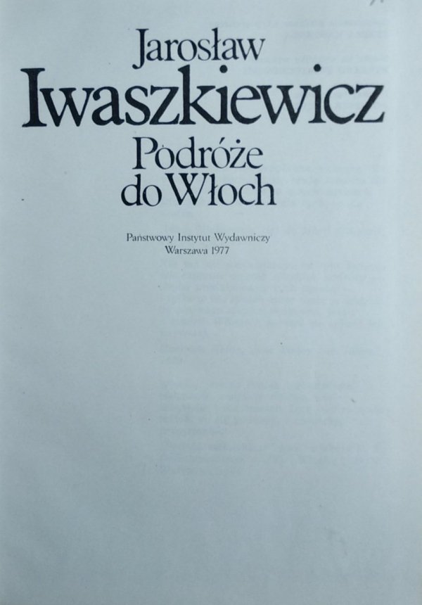 Jarosław Iwaszkiewicz • Podróże do Włoch