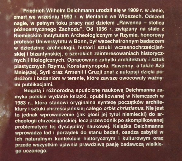 Friedrich Wilhelm Deichmann Archeologia chrześcijańska