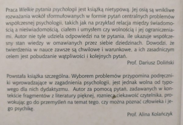 Wiesław Łukaszewski Wielkie pytania psychologii