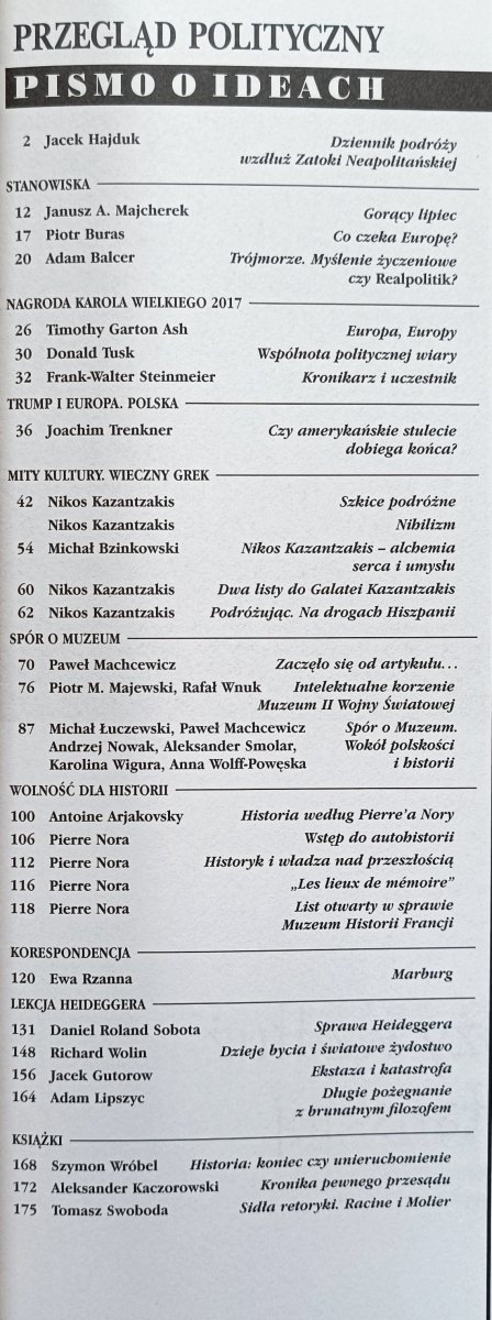Przegląd Polityczny 144 2017 / Wolność dla historii, Pierre Nora