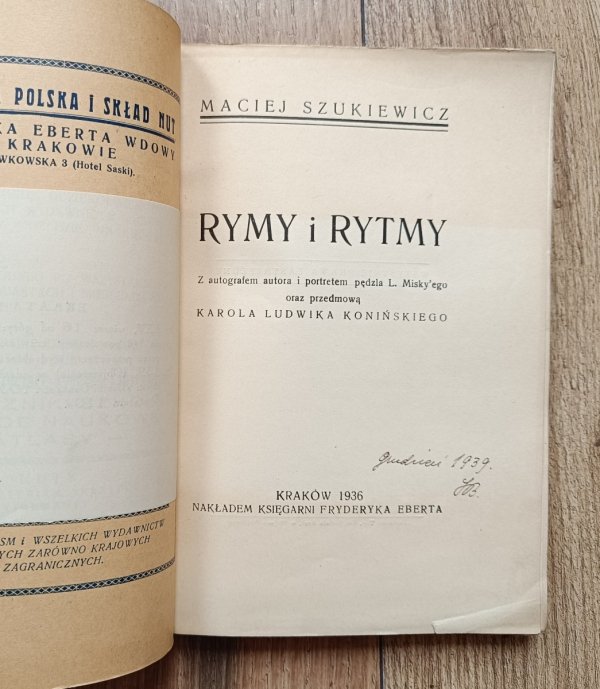 Maciej Szukiewicz Rymy i rytmy / autograf Macieja Szukiewicza