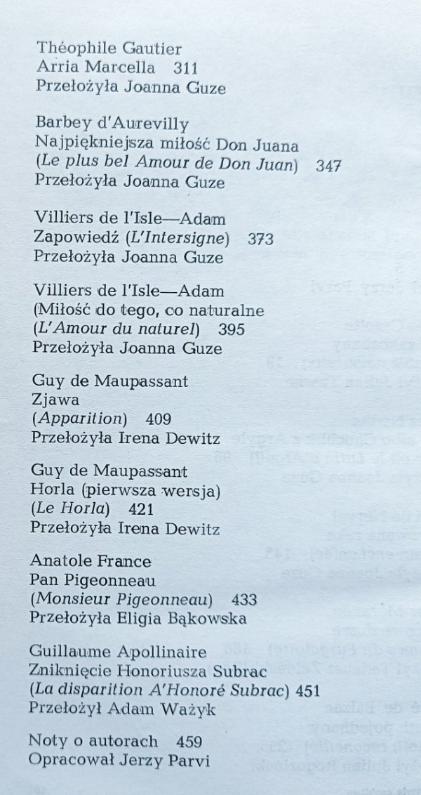 Historie osobliwe i fantastyczne: Nowela francuska od Cazotte'a do Apollinaire'a