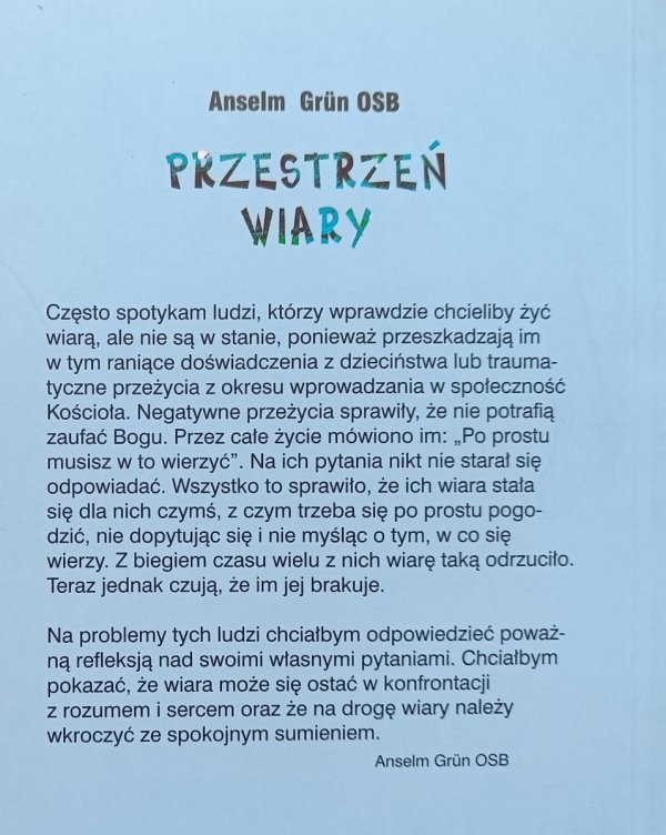 Anselm Grun Przestrzeń wiary