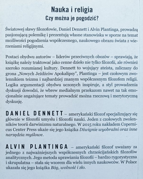 Daniel Dennett, Alvin Plantinga Nauka i religia. Czy można je pogodzić?