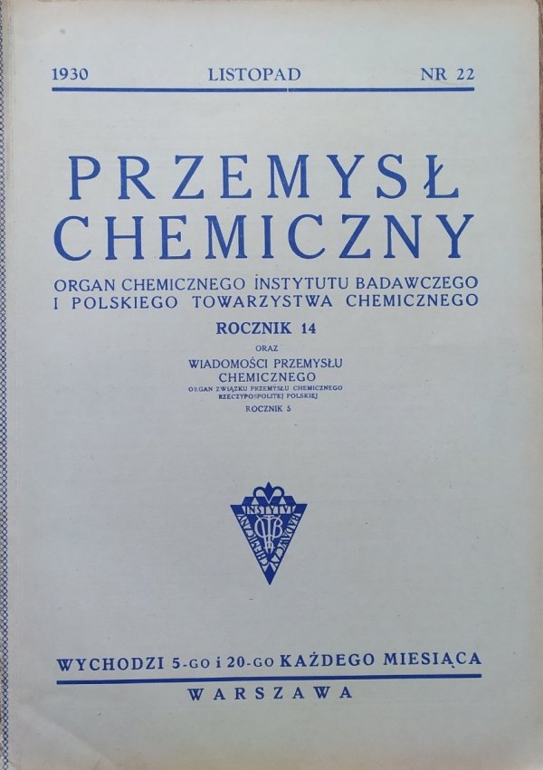 Przemysł Chemiczny 22 [listopad] 1930