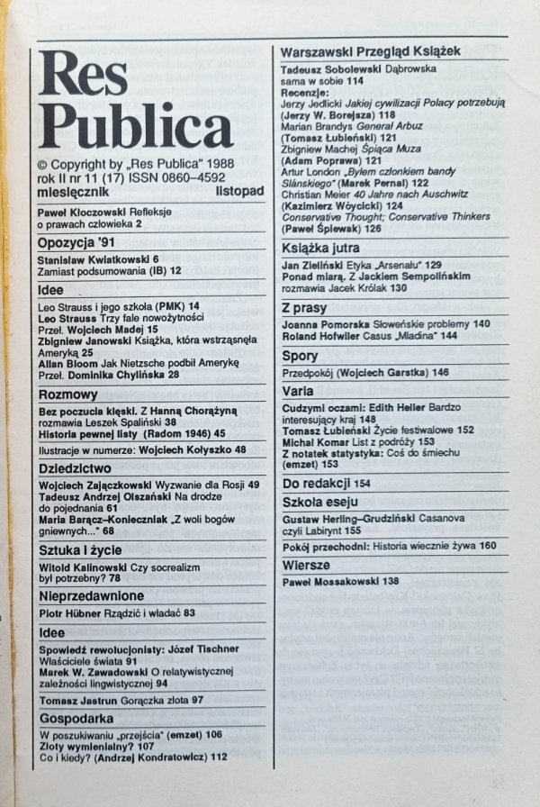 Res Publica 11/1988 / Leo Strauss, Allan Bloom