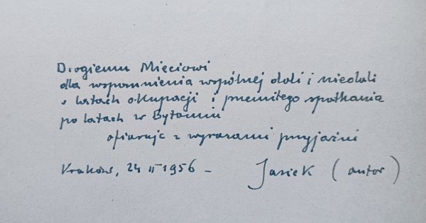Jan Pachoński Dawne mury floriańskie / dedykacja autorska