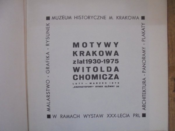 Witold Chomicz • Motywy Krakowa z lat 1930-1975 [Krzysztofory]