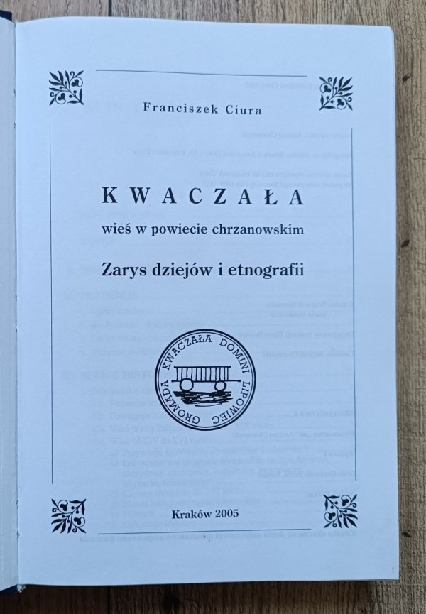 Franciszek Ciura Kwaczała: wieś w powiecie chrzanowskim. Zarys dziejów i etnografii
