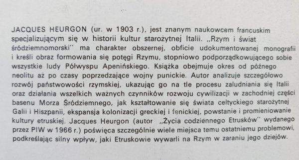 Jacques Heurgon Rzym i świat śródziemnomorski do wojen punickich