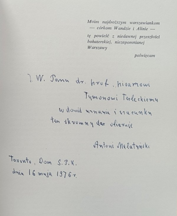 Antoni Malatyński Wielka gra / dedykacja autorska
