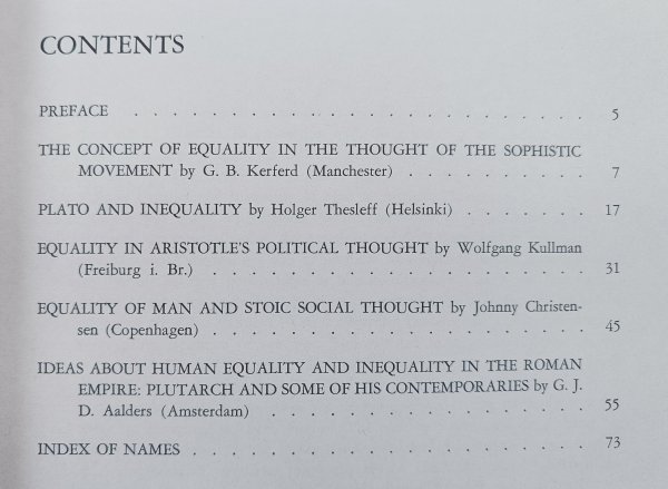 Equality and Inequality of Man in Ancient Thought
