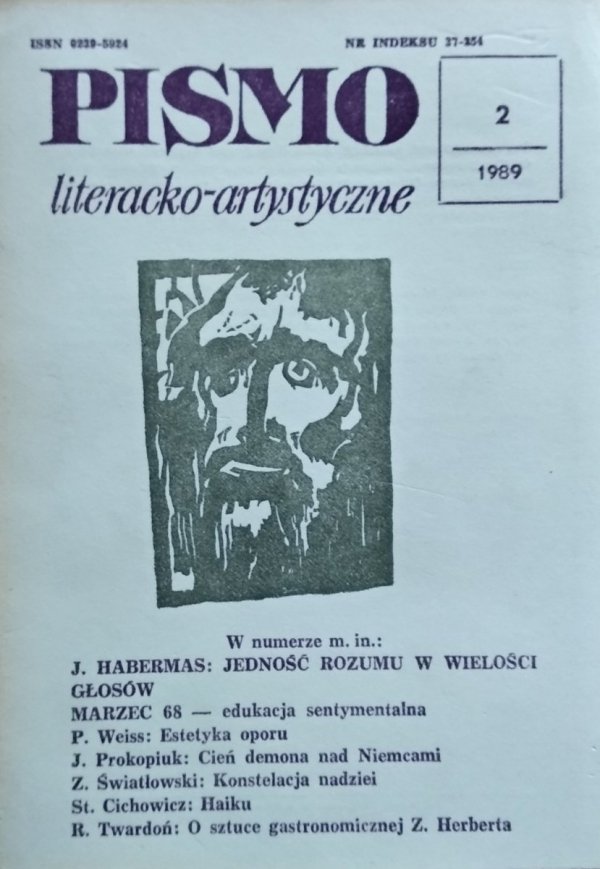 Pismo literacko-artystyczne 2/1989 • Jurgen Habermas, Walt Whitman, Jerzy Prokopiuk