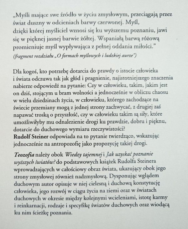 Rudolf Steiner Teozofia. Wprowadzenie w nadzmysłowe poznanie świata i przeznaczenie człowieka