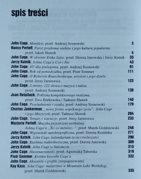 iteratura na świecie 1-2/1996 • John Cage