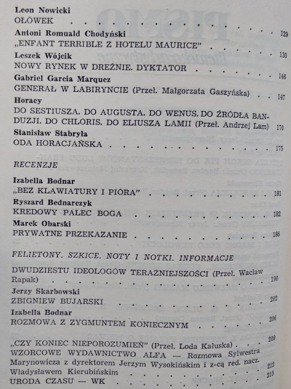 Pismo literacko-artystyczne 7-8/1989 • DAF de Sade, Pierre Klossowski, Horacy